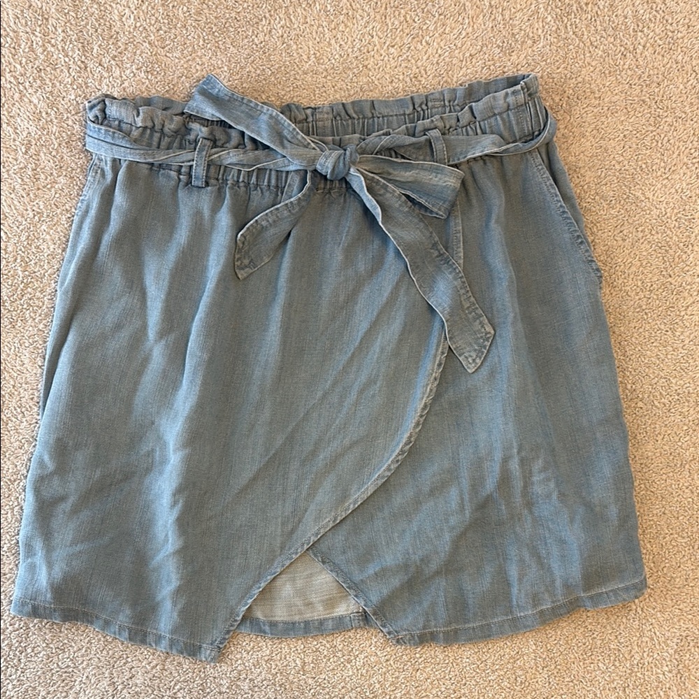 Dry Goods Denim Tie Front Mini Wrap Skirt